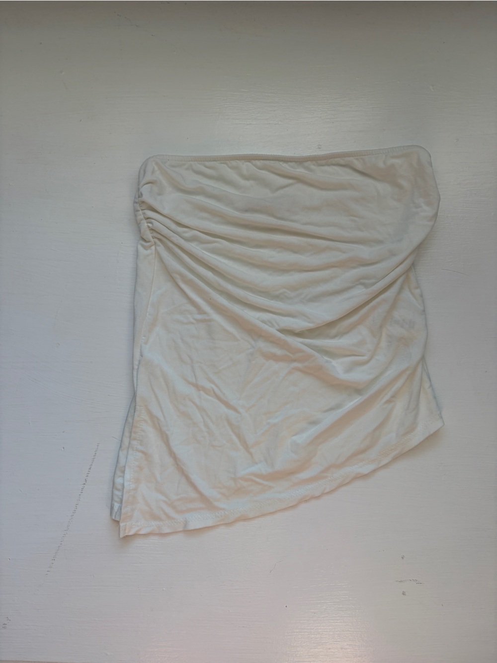 Asymmetrical Cream Strapless asymmetrical top
